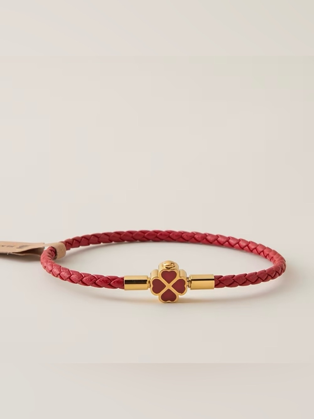 Gold Clover Red Braided Leather Bracelet. Lucky Bracelet. 🍀 (A0-13)